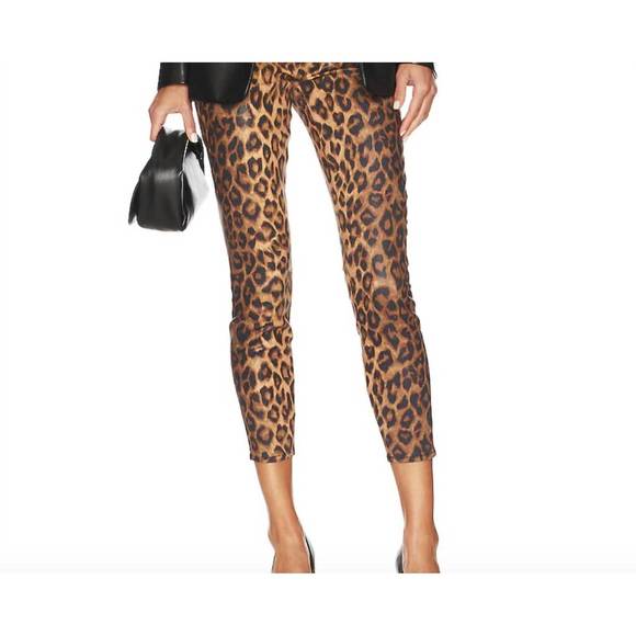 NEW L'AGENCE margot coated jeans in dark brown/ cheetah coated - Picture 1 of 5